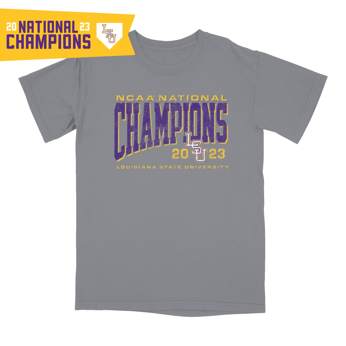 Louisiana State University LSU Tigers : 2023 Baseball National Champions Grand Slam T-Shirt -  XL / White