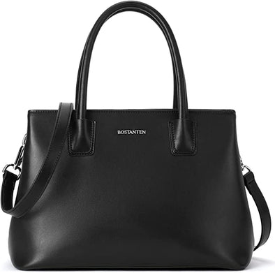 BOSTANTEN Women Leather Handbag Designer Top Handle Satchel Shoulder Bag Crossbody Purse, Black