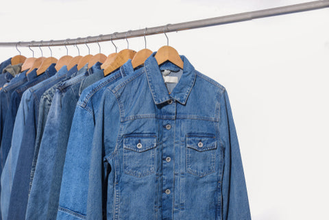 Denim jackets on rack