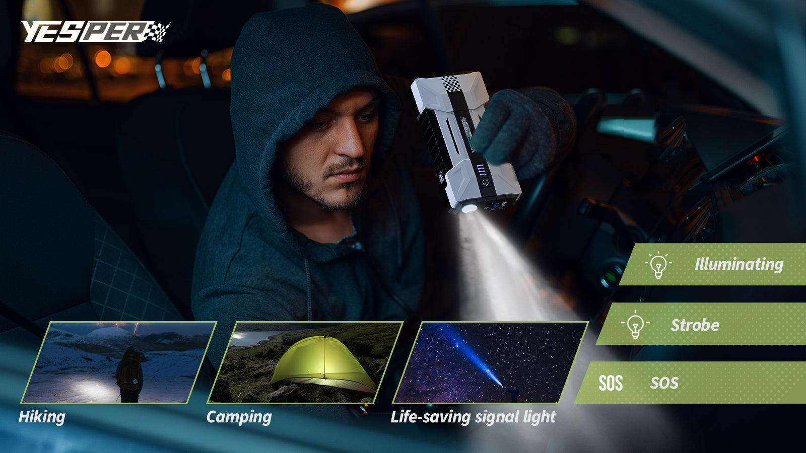 Luce LED intelligente per lavorare al buio Luce stroboscopica SOS più semplice per il campeggio