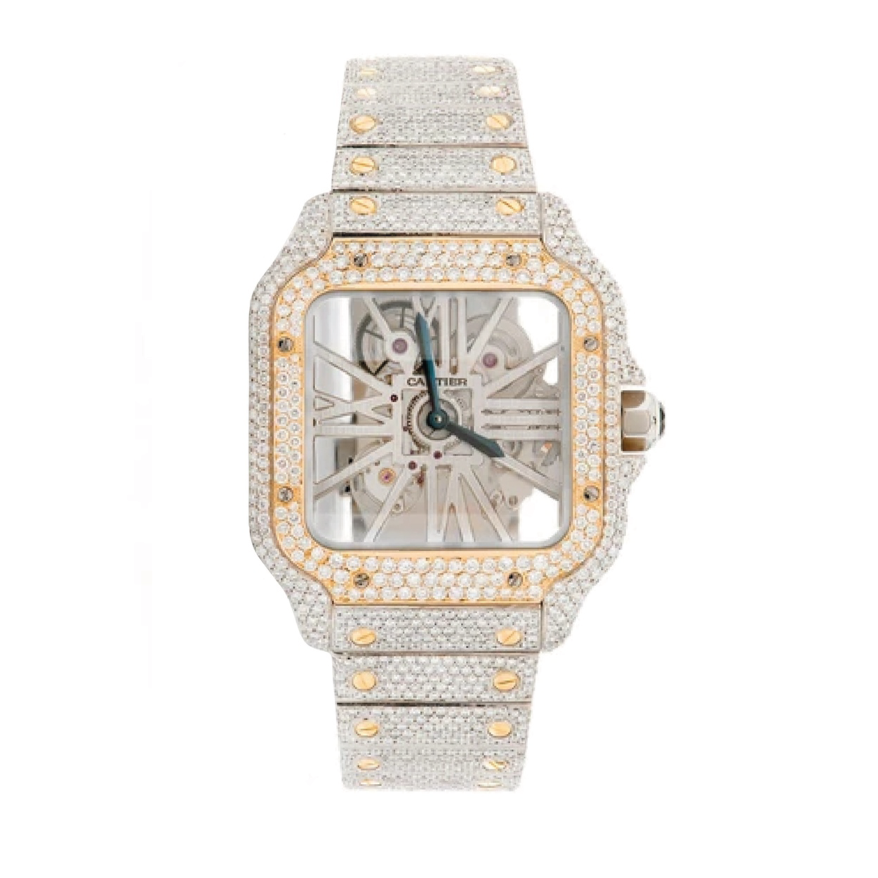 Diamond Set -  Skeleton 40mm - 2 Tone Yellow Gold Stainless Steel - Royal Rock product image