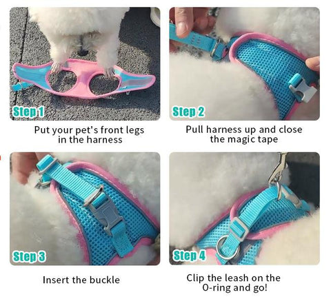 Aiitle Soft Adjustable Mesh Dog Harness Leash Set