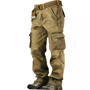 Men's Outdoor Vintage Washed Cotton Washed Multi-pocket Tactical Pants - 23244 - mudroads