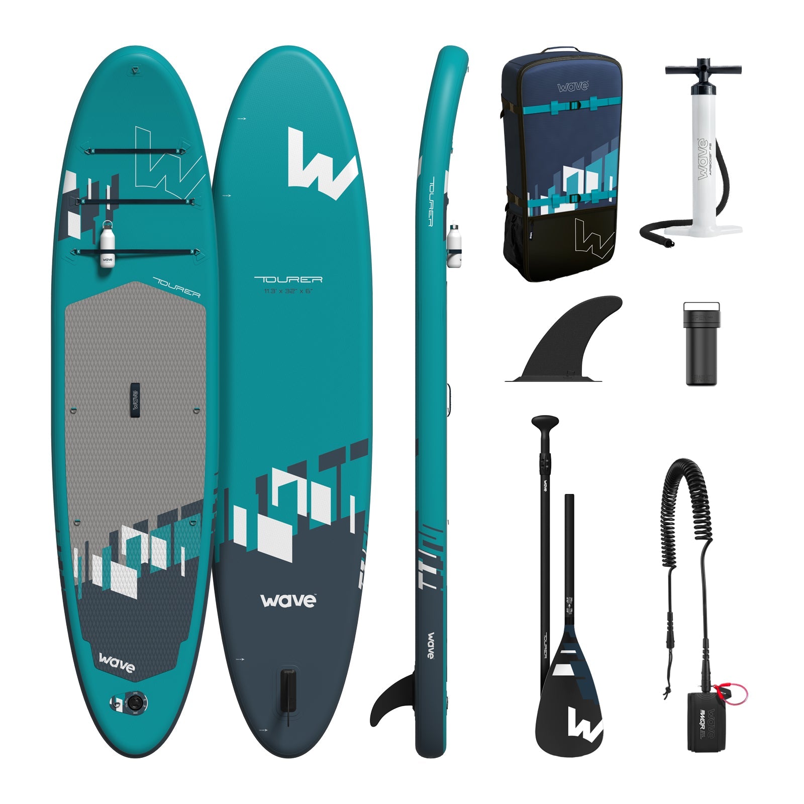 Tourer 2.0 SUP | Inflatable Paddleboard | 10'3/11'3ft | Aqua - Wave Sups UK product image