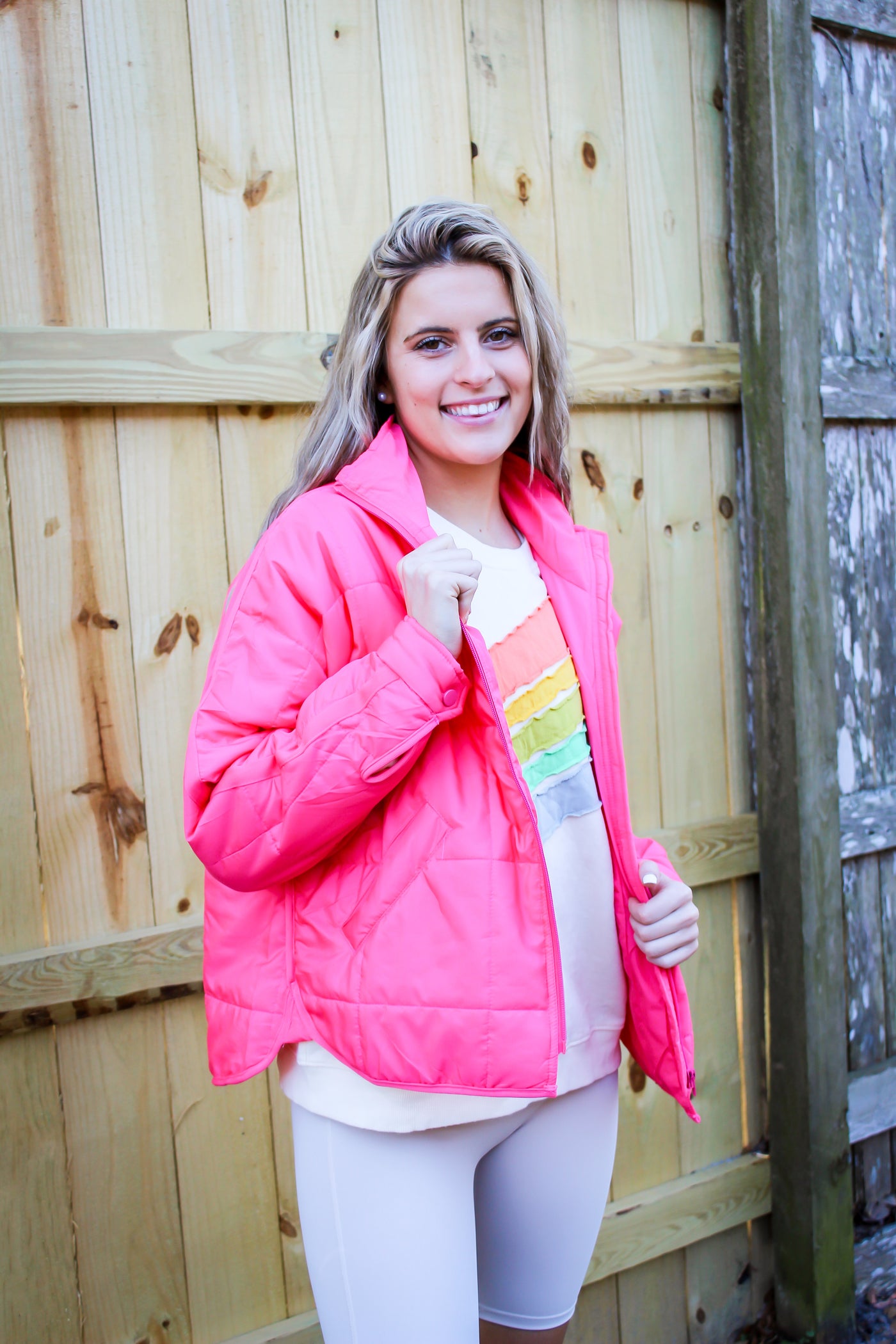 Quilted Coral Pink Jacket