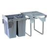 Waste Bin, Under Counter, 68 Litre (1x34L + 2x17L), To Suit 600mm Cabinet, Base Mounted