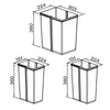 Waste Bin, Under Counter, 40 Litre (1x20L + 2x10L), To Suit 400mm Cabinet, Base Mounted