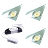 Stella Slimline Triangle LED Light, Natural - Warm White, Brushed Nickel Surround, Under Cabinet 1-6 Light Kit