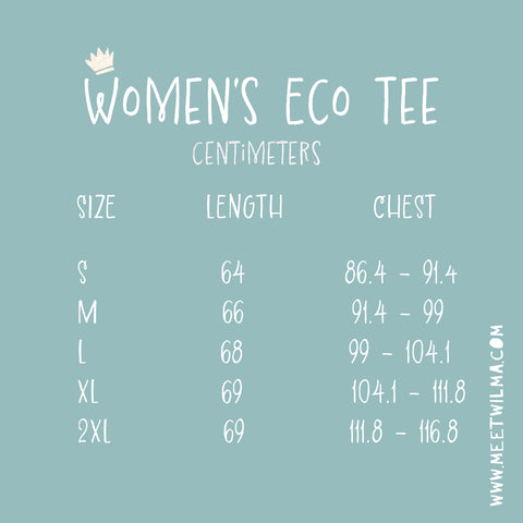 Eco Shirts Women Sizing Chart Metric