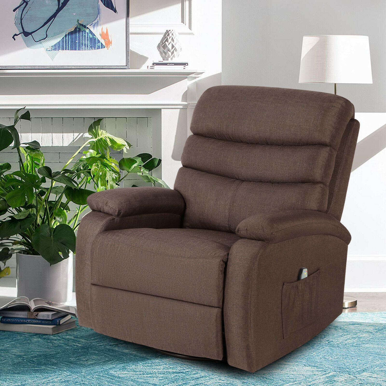 Extra Wide Massage Recliner Chair Heat Vibrate Lounge Sofa 360° w/Remo