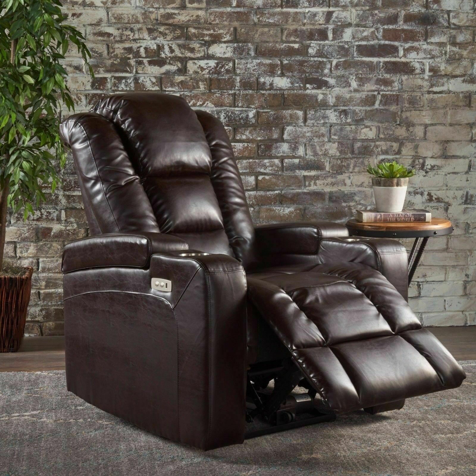 Brown Leather Power Recliner With Storage Cup Holders And USB Charge   S L1600 A8a3ba4e 75dd 4bd1 Bd5f 787d38f4f453 