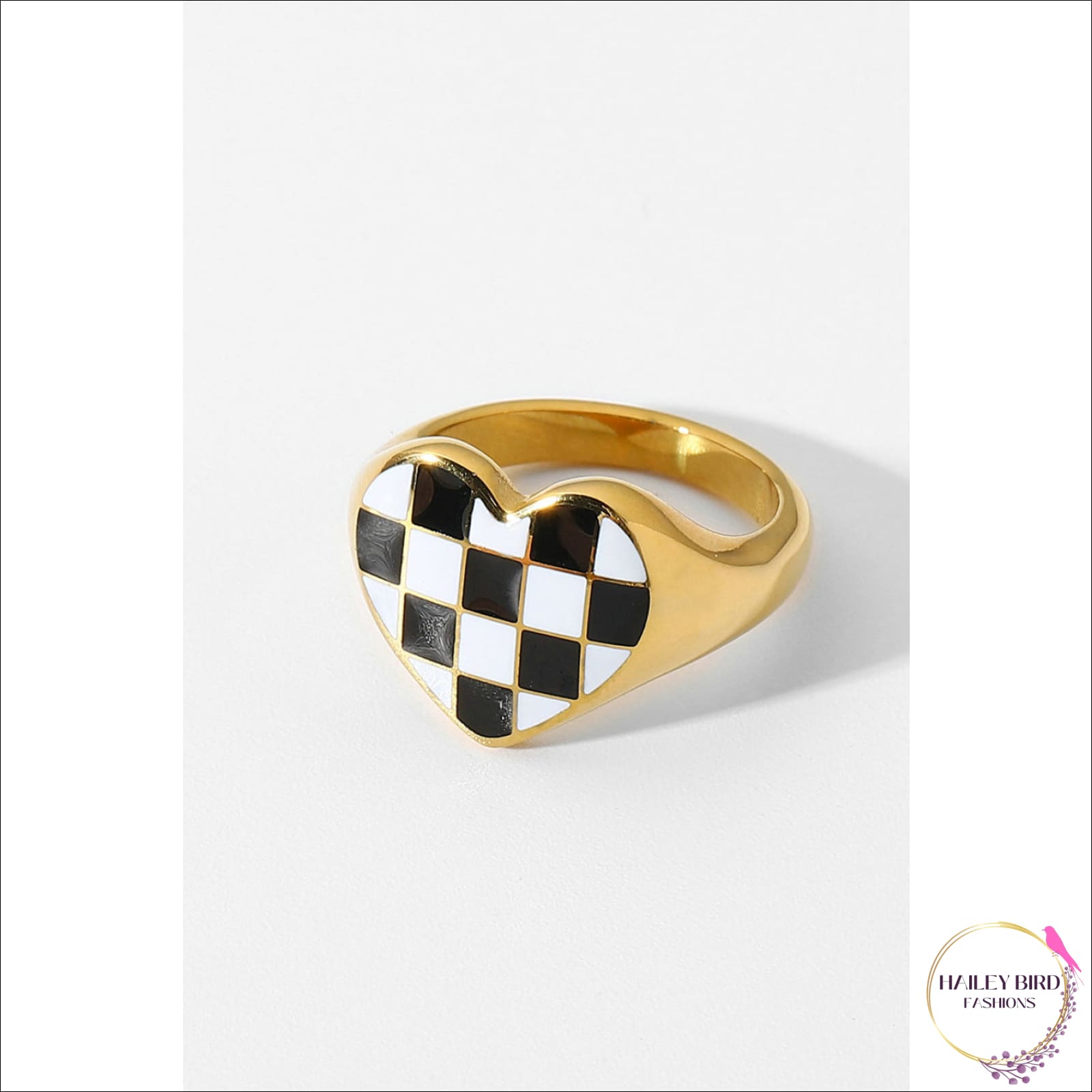 Checkerboard Heart Ring