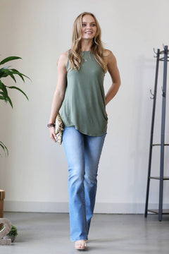 Sleeveless Curved Hem Tunic