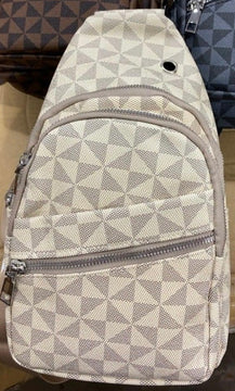 Checkered Sling Crossbody- Cream