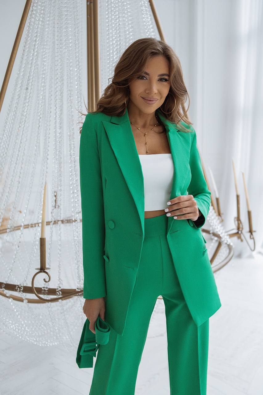 Green Belted Double Breasted Suit 2-Piece – trinarosh