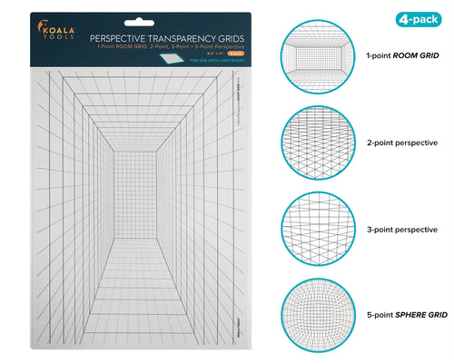 Koala Tools - 40-Page Large Drawing Pad for 5-Point Perspective Drawing, Sketch  Pad with Sphere Graph Paper for Drawing with a Fisheye Lens Effect  Architectural and 3D Design, 8.5 x 8.5 inches 