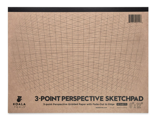 Koala Tools | Drawing Perspective (1 and 2-Point) Large Sketch Pad (2 Point - 9 x 12)