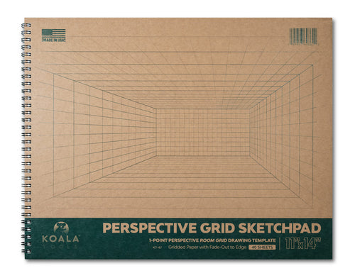 Koala Tools - 40-Sheet Sketch Pad for 2-Point Perspective Drawing, Spiral Bound