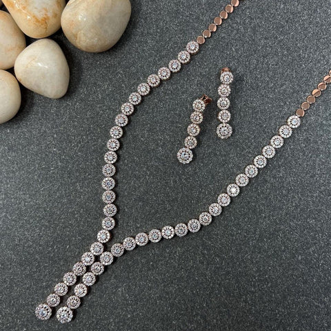 Rose Gold Solitaire Necklace Set