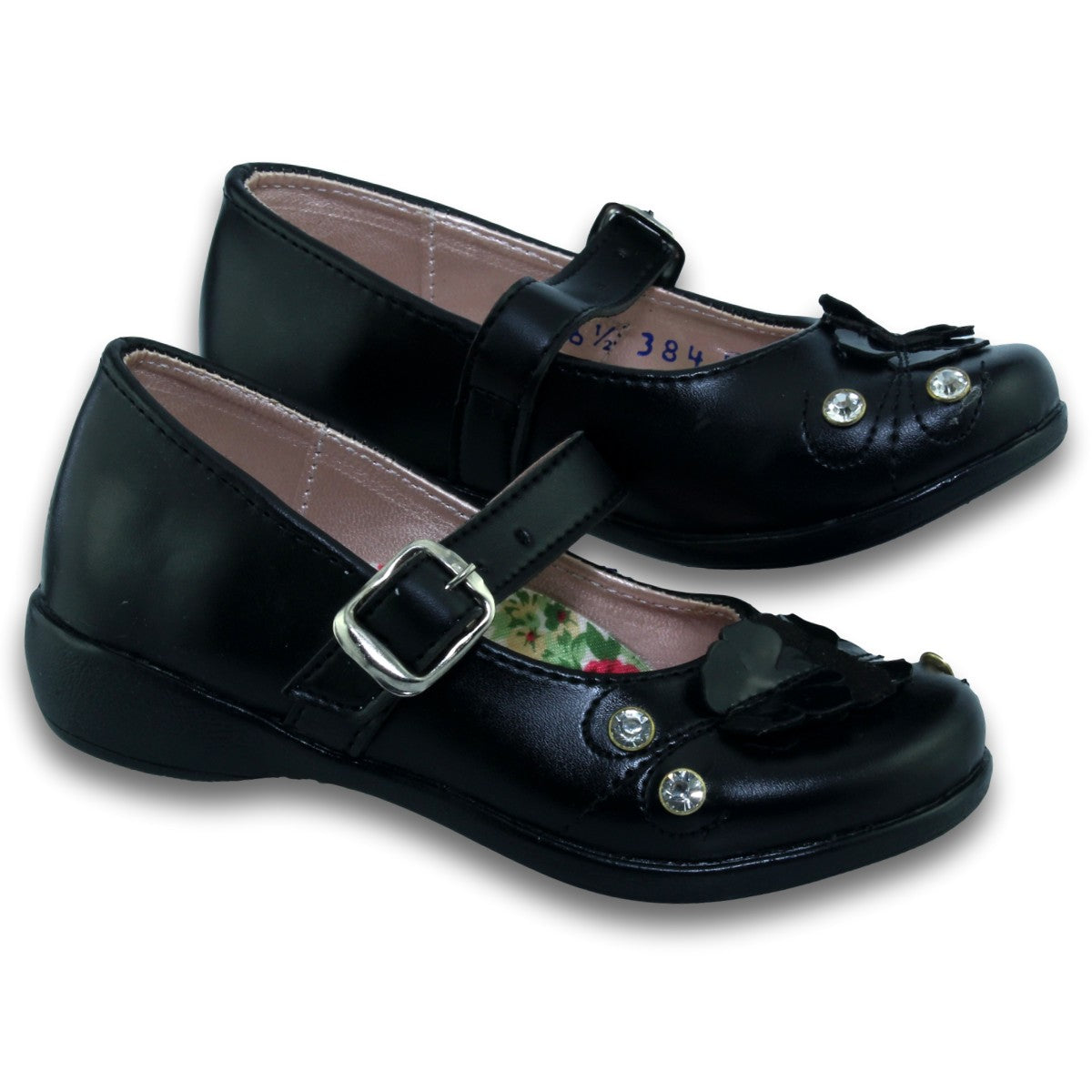 suspensión Barriga Deber Zapatos Para Niña Escolares Con Detalles Estilo 0384To17 Marca Top 5  Acabado Simipiel Color Negro