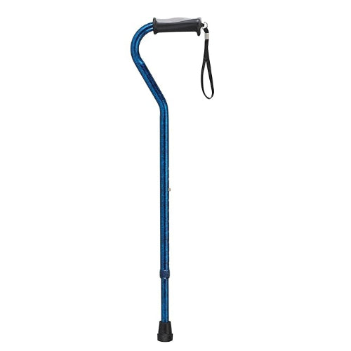 Drive Medical Adjustable Offset Handle Cane with Gel Hand Grip in Blue Crackle