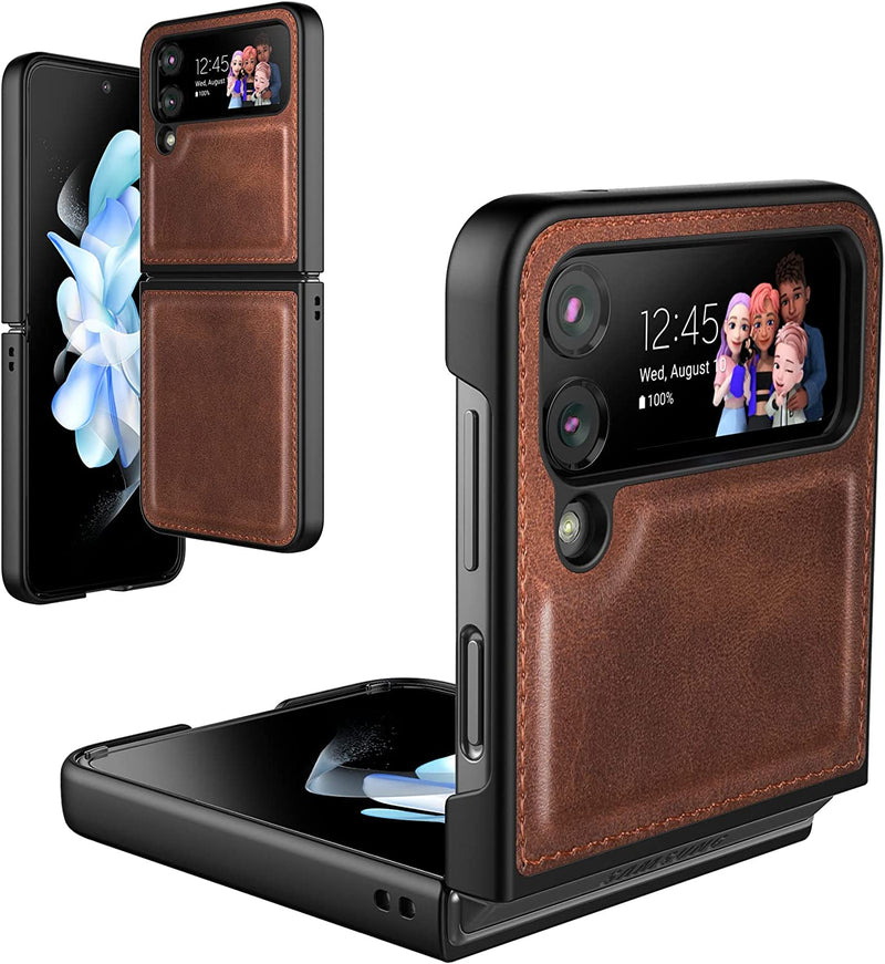 Samsung Galaxy Z Flip 4 Leather Case Phone Case (Black)