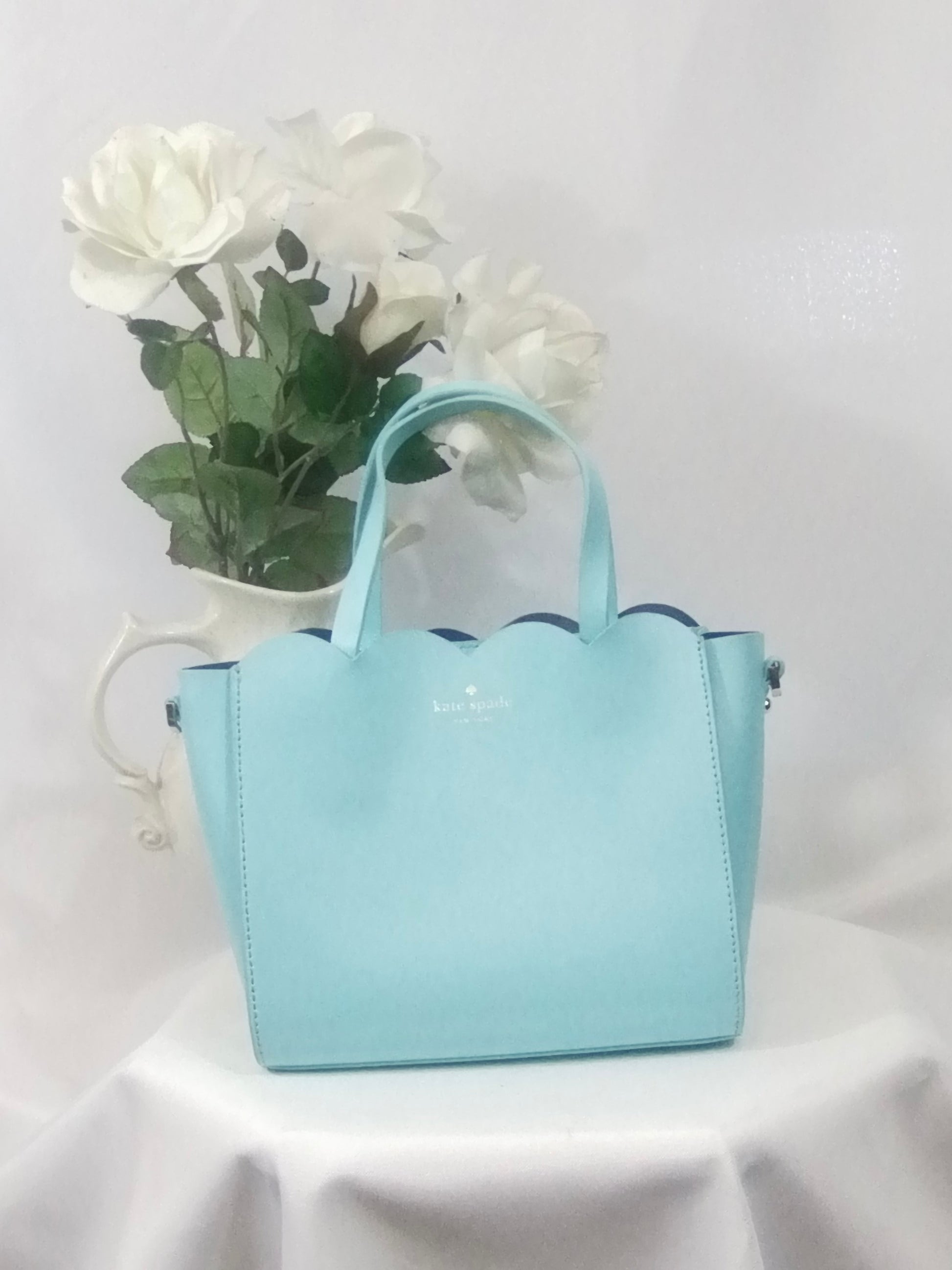 Kate Spade Turquoise Purse with Double Handles and Scalloped Edging –  PhoenixLuxe