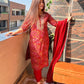Red Beautiful Jaipur Printed Kurti Dupatta Set