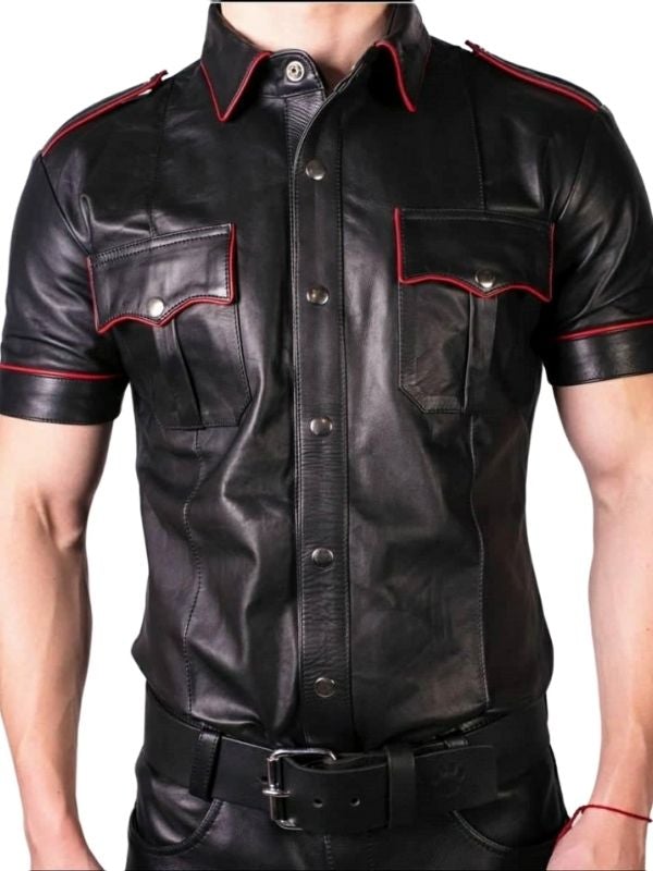 Men's Real Leather Uniform Shirt – LeatherGear