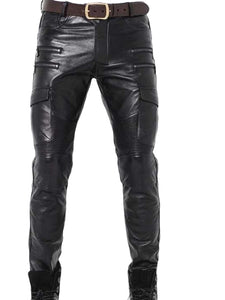 Men's Real Leather Slim Fit Cargo Pants – LeatherGear