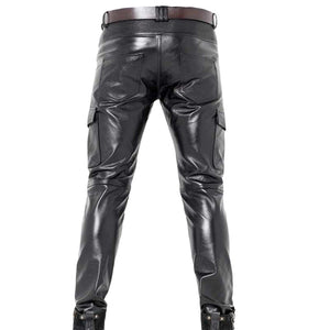 Men's Real Leather Slim Fit Cargo Pants – LeatherGear