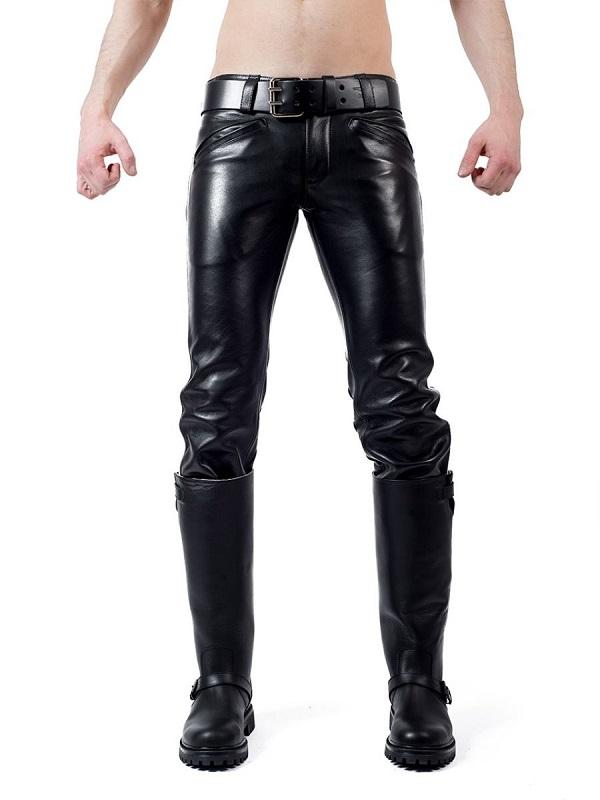 Men's Leather Pants With White Stripes – LeatherGear