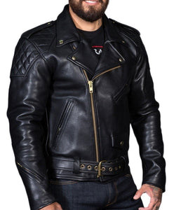 Biker's Black Leather Jacket Gay BLUF – LeatherGear