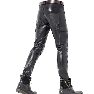 Men's Real Leather Slim Fit Cargo Pants – LeatherGear