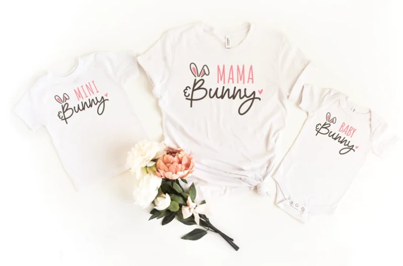 Matching family outfits for mom and her girls. Mommy, baby, and little/big girl shirts
