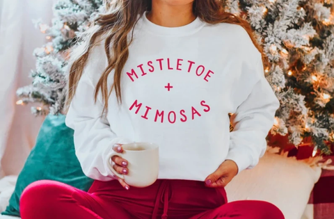Mistletoe & Mimosas White Christmas Crewneck