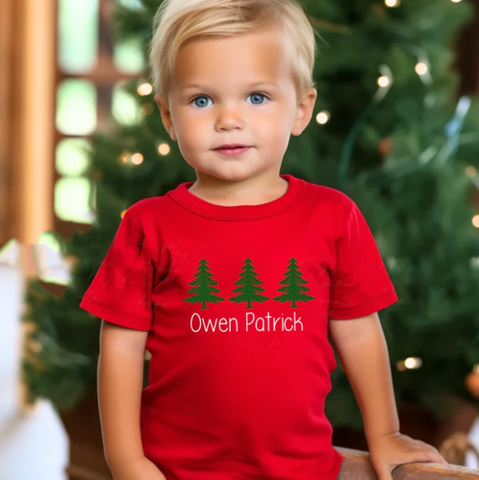 Personalized Red Christmas Tree Tee
