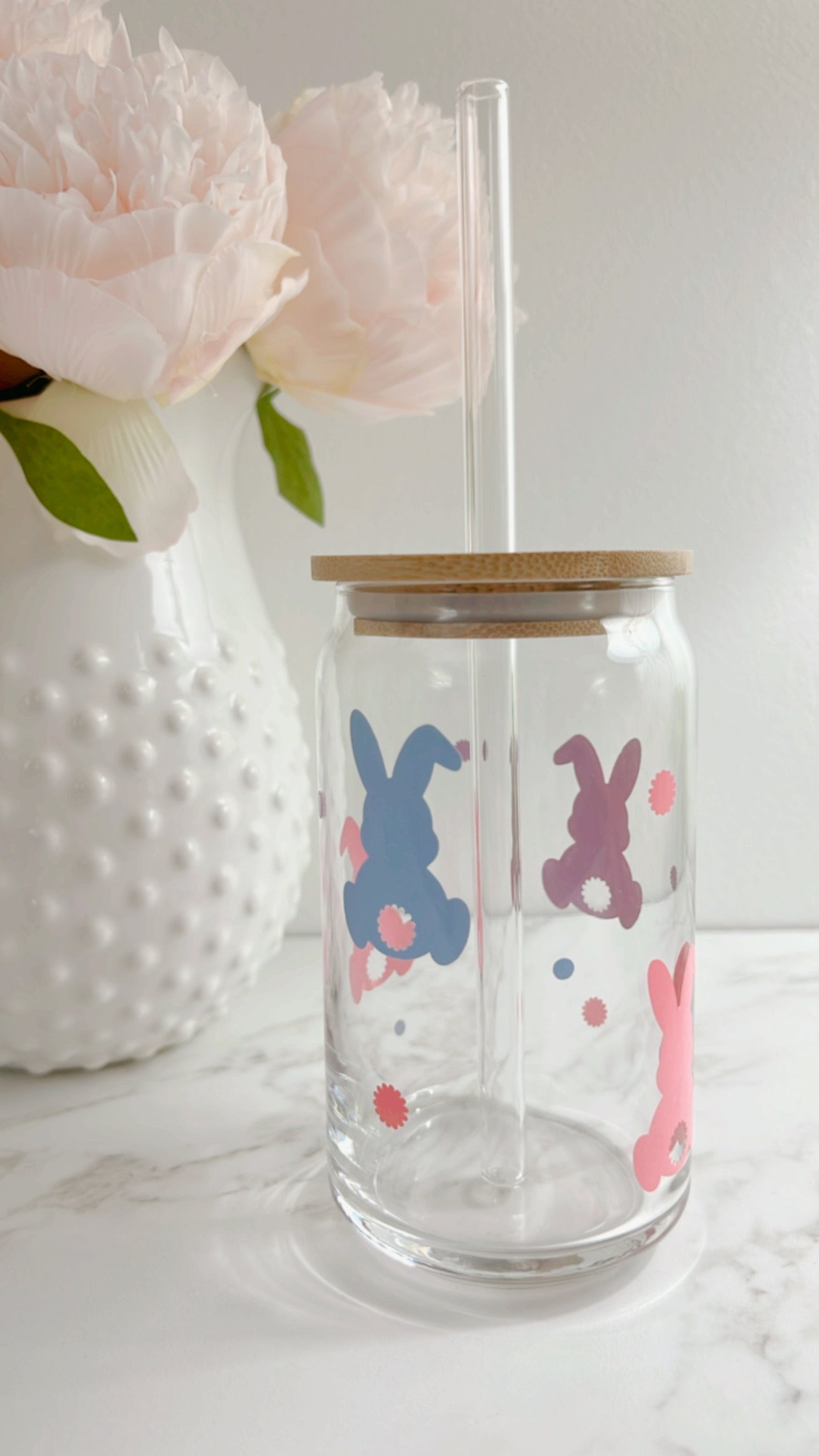 Smiley Face Cup, Beer Glass Cup With Bamboo Lid 