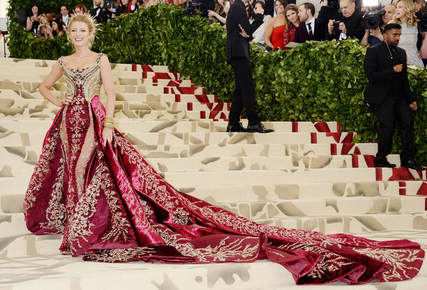 Blake Lively at the Met Gala in 2018. That year's Costume Institute exhibition and theme was "Heavenly Bodies- Fashion and the Catholic Imagination" Broadimage/Shutterstock