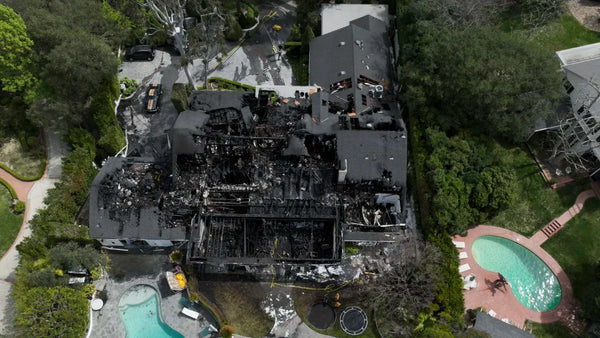 On Friday in Studio City, an aerial perspective captured the aftermath of a property ravaged by fire, seemingly linked to Cara Delevingne.