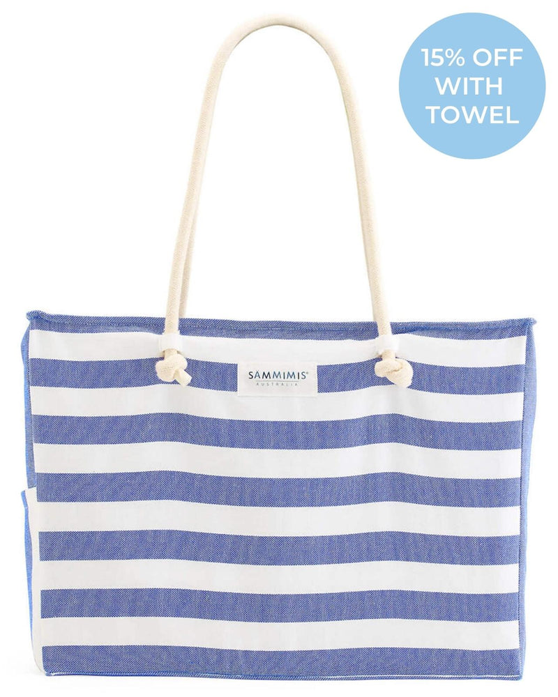 BONIFACIO Jumbo Beach Bag: Royal Blue/White – SAMMIMIS