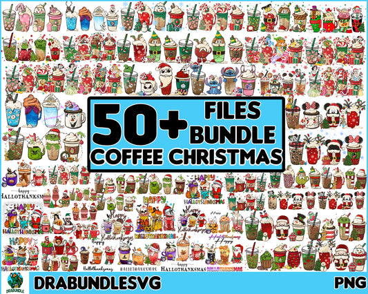 50+ Christmas Coffee Latte PNG, Christmas Coffee Png, Christmas Bundle, Snowman Reindeer, Pink Christmas Coffee Png,Printable File Instant Download