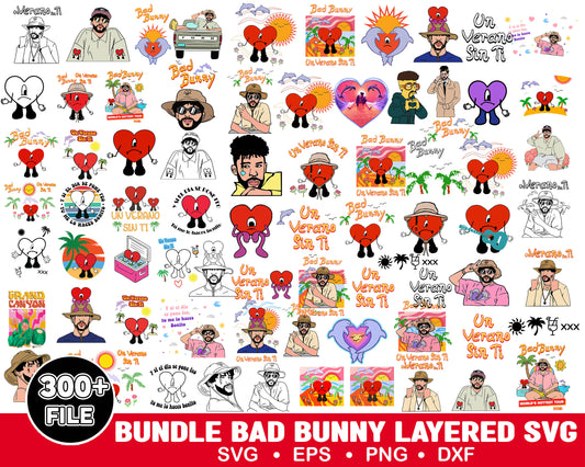 Bad Bunny Worlds Hottest Tour An Verano Sin Ti Svg, Bad Bunny Bundle Svg ,  Png, Pdf, Dxf digital file.