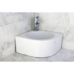 MANHATTAN EV1094 CERAMIC CORNER BATHROOM SINK, WHITE