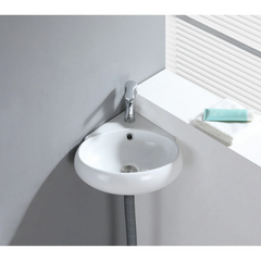 MINIM EVC15154 CERAMIC CORNER BATHROOM SINK, WHITE