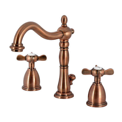 Essex KB197BEXAC Two-Handle 3-Hole Deck Mount Widespread Bathroom Faucet with Brass Pop-Up, Antique Copper