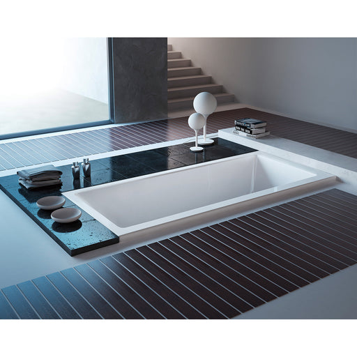 Aqua Eden VTPN593017C 59-Inch Acrylic Rectangular Drop-In Tub with Center Drain, Glossy White