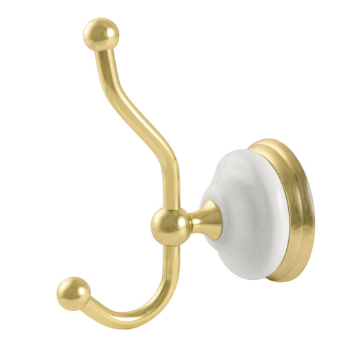 Valsan Kingston Collective Double Prong Robe Hook - Unlacquered Brass