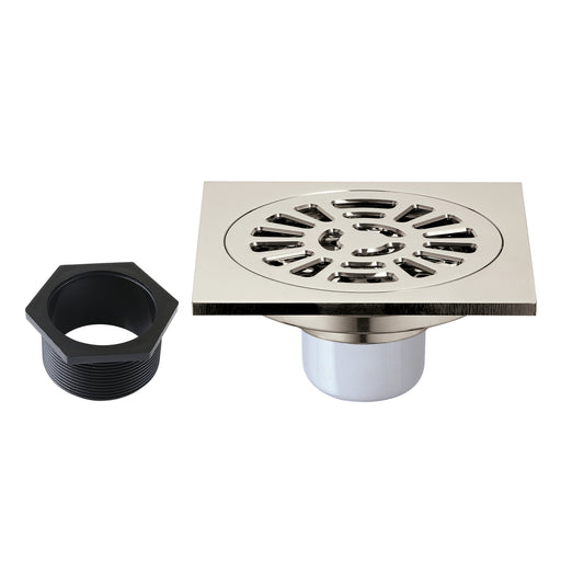 Jones Stephens | Plumbest Brushed Nickel Square Shower Drain Cover, 4 1/4 inch - Floor & Decor