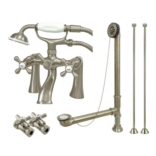 Kingston Brass CCK2182PL Vintage High Rise Gooseneck Clawfoot Tub and Shower Package, Polished Brass